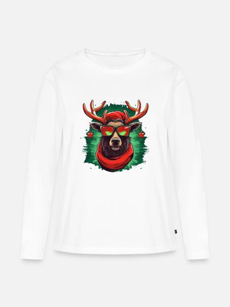 Rudolf der Weihnachts Rocker - Frauen Premium Bio Langarmshirt - Weiß