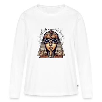 Jafi die Sphinx mit Brille - Frauen Premium Bio Langarmshirt - Weiß - Vorne - Julia (174cm)