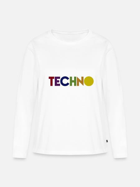 Techno - Frauen Premium Bio Langarmshirt - Weiß