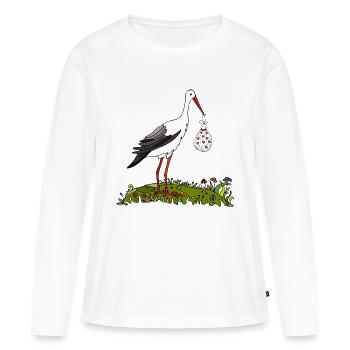 Stork - Women's Premium Organic Long Sleeve Shirt - white - Front - Julia (174cm)