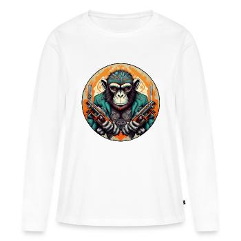 Mauvais singe - T-shirt manches longues Premium bio Femme - blanc - Devant - Julia (174cm)