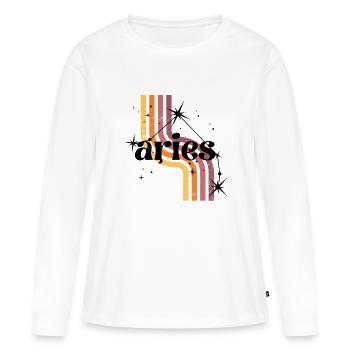 Aries horoscope rétro - T-shirt manches longues Premium bio Femme - blanc - Devant - Julia (174cm)