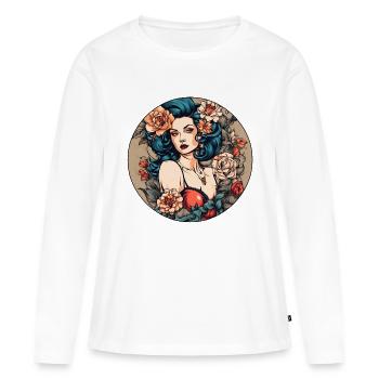 Pin-up Fille - T-shirt manches longues Premium bio Femme - blanc - Devant - Julia (174cm)