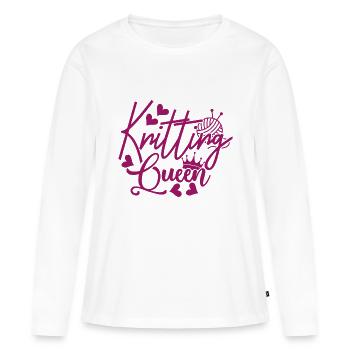 Knitting Queen, Knitting Crochet Handmade Hobby - T-shirt manches longues Premium bio Femme - blanc - Devant - Julia (174cm)