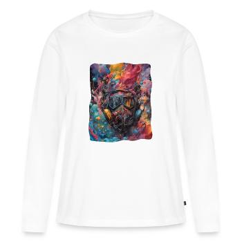 Masque à gaz - T-shirt manches longues Premium bio Femme - blanc - Devant - Julia (174cm)