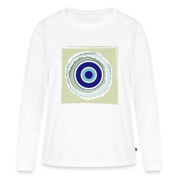 oeil de protection fun fun fun - T-shirt manches longues Premium bio Femme - blanc - Devant - Julia (174cm)