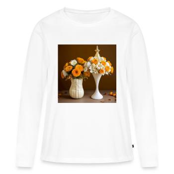 Bouquet d’automne dans des vases d’Halloween - T-shirt manches longues Premium bio Femme - blanc - Devant - Julia (174cm)