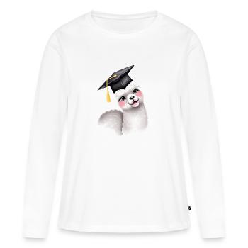 Certificat de fin d’études en alpaga - T-shirt manches longues Premium bio Femme - blanc - Devant - Julia (174cm)