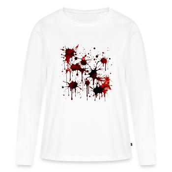 Éclaboussures de sang Halloween Sang Écureuils sanguins - T-shirt manches longues Premium bio Femme - blanc - Devant - Julia (174cm)