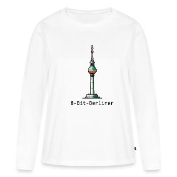 Berlinois 8 bits : tour de télévision Pixel - T-shirt manches longues Premium bio Femme - blanc - Devant - Julia (174cm)