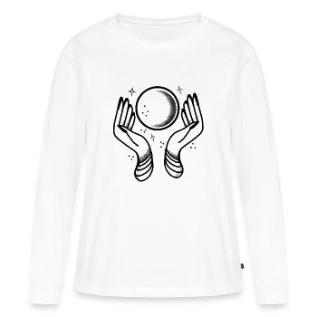 Tatouage Mains Mystiques Et Boule De Cristal Mystique - T-shirt manches longues Premium bio Femme - blanc - Devant - Julia (174cm)