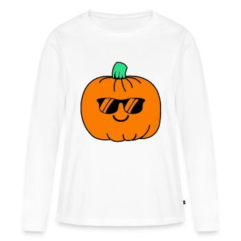 kürbis smile - Frauen Premium Bio Langarmshirt - Weiß - Vorne - Julia (174cm)