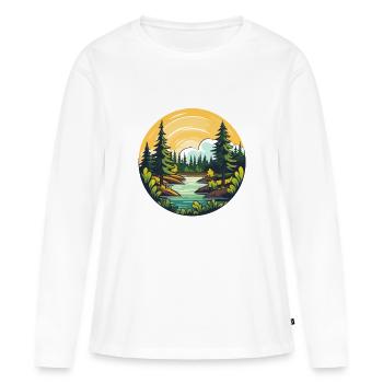 La nature dans la forêt de conifères - T-shirt manches longues Premium bio Femme - blanc - Devant - Julia (174cm)