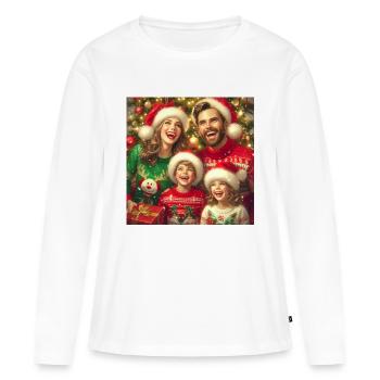 Joyeux Noël en famille - T-shirt manches longues Premium bio Femme - blanc - Devant - Julia (174cm)