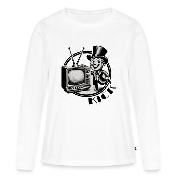 Retro Kick TV - Mainstream abschalten - Frauen Premium Bio Langarmshirt - Weiß - Vorne - Julia (174cm)