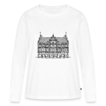 Rathaus Bocholt Zeichnung schwarz - Frauen Premium Bio Langarmshirt - Weiß - Vorne - Julia (174cm)