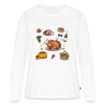 Nourriture de Thanksgiving - T-shirt manches longues Premium bio Femme - blanc - Devant - Julia (174cm)