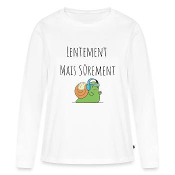 Lentement Mais sûrement - Escargot - T-shirt manches longues Premium bio Femme - blanc - Devant - Julia (174cm)