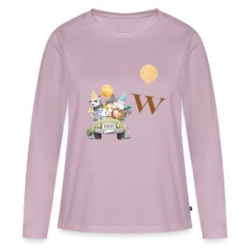 Buchstabe W Safari - Frauen Premium Bio Langarmshirt - Altrosa - Vorne - Julia (174cm)
