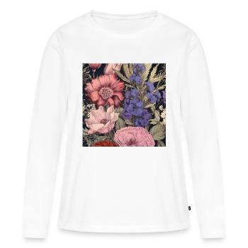 fleurs 1 - T-shirt manches longues Premium bio Femme - blanc - Devant - Julia (174cm)