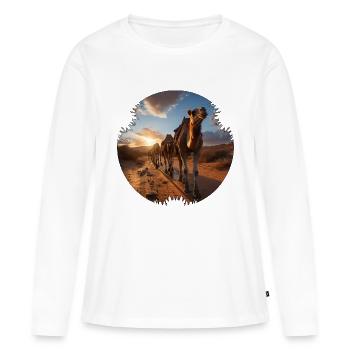 Langsam, Schritt für Schritt zieht die Karawane - Frauen Premium Bio Langarmshirt - Weiß - Vorne - Julia (174cm)