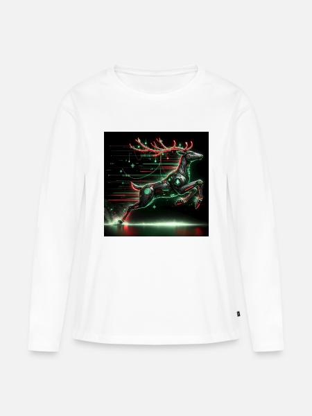 Cyberpunk Christmas Rentier - Frauen Premium Bio Langarmshirt - Weiß