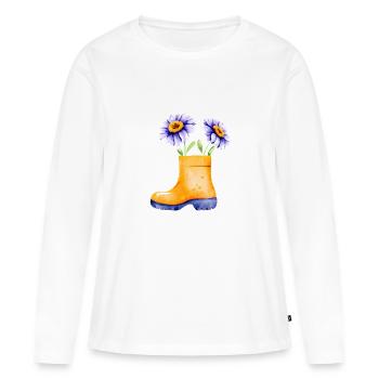 Jardin cadeau jardinier verger jardinier amateur - T-shirt manches longues Premium bio Femme - blanc - Devant - Julia (174cm)