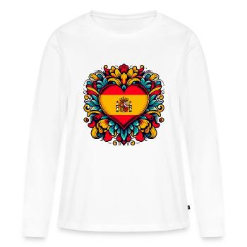 Spanisches Herz - Frauen Premium Bio Langarmshirt - Weiß - Vorne - Julia (174cm)