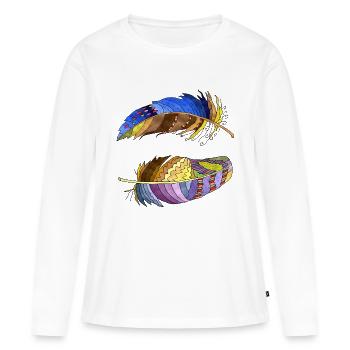 Feder - Frauen Premium Bio Langarmshirt - Weiß - Vorne - Julia (174cm)