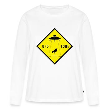 UFO Zone - T-shirt manches longues Premium bio Femme - blanc - Devant - Julia (174cm)