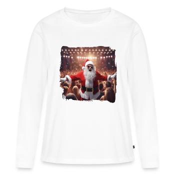 Party Santa - Weihnachtsmann auf der Tanzfläche - Frauen Premium Bio Langarmshirt - Weiß - Vorne - Julia (174cm)