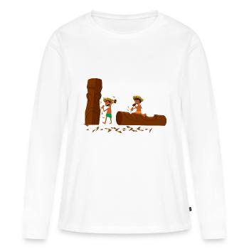 Sculpteurs de Tikis - T-shirt manches longues Premium bio Femme - blanc - Devant - Julia (174cm)
