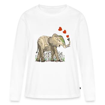 Elefant - Frauen Premium Bio Langarmshirt - Weiß - Vorne - Julia (174cm)