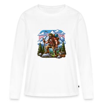 Randonneurs dans la nature, soif d’aventure et de liberté - T-shirt manches longues Premium bio Femme - blanc - Devant - Julia (174cm)