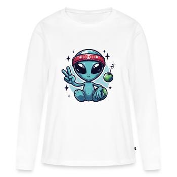 Sympathique extraterrestre de dessin animé - T-shirt manches longues Premium bio Femme - blanc - Devant - Julia (174cm)