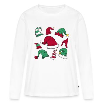 Chapeaux de Noël - T-shirt manches longues Premium bio Femme - blanc - Devant - Julia (174cm)