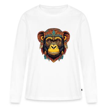 Chimpanzee - Women's Premium Organic Long Sleeve Shirt - white - Front - Julia (174cm)