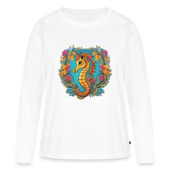 Hippocampe - T-shirt manches longues Premium bio Femme - blanc - Devant - Julia (174cm)
