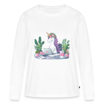 Unicorn in the office jungle - Women's Premium Organic Long Sleeve Shirt - white - Front - Julia (174cm)