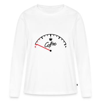 coffee station - T-shirt manches longues Premium bio Femme - blanc - Devant - Julia (174cm)
