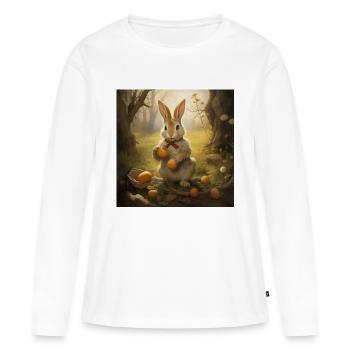 Lapin de Pâques - T-shirt manches longues Premium bio Femme - blanc - Devant - Julia (174cm)