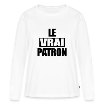 Le vrai patron- humour - T-shirt manches longues Premium bio Femme - blanc - Devant - Julia (174cm)