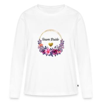 Junggesellinnenabschied Team Bride Blumenkranz - Frauen Premium Bio Langarmshirt - Weiß - Vorne - Julia (174cm)