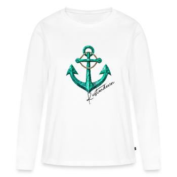 Küstendeern Gruener Anker - Frauen Premium Bio Langarmshirt - Weiß - Vorne - Julia (174cm)