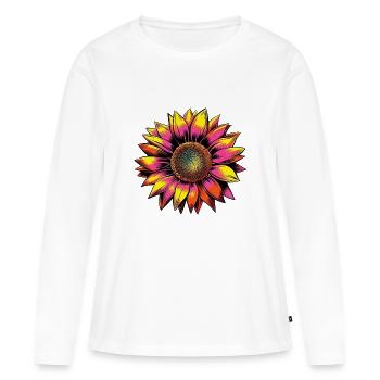 Tournesol Pop Art - T-shirt manches longues Premium bio Femme - blanc - Devant - Julia (174cm)