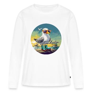 Küstendeern Moewe mit Schriftzug - Frauen Premium Bio Langarmshirt - Weiß - Vorne - Julia (174cm)