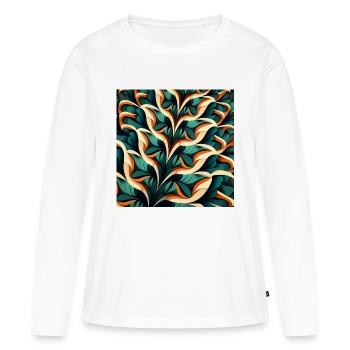 Abstraktes Laub - Frauen Premium Bio Langarmshirt - Weiß - Vorne - Julia (174cm)