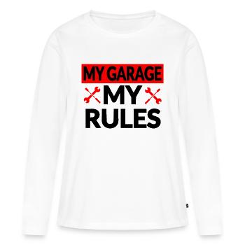 Garage - T-shirt manches longues Premium bio Femme - blanc - Devant - Julia (174cm)