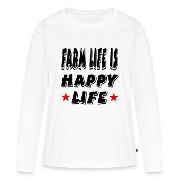 Ferme - T-shirt manches longues Premium bio Femme - blanc - Devant - Julia (174cm)
