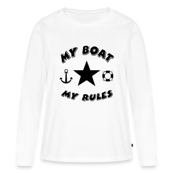 Boot - Frauen Premium Bio Langarmshirt - Weiß - Vorne - Julia (174cm)
